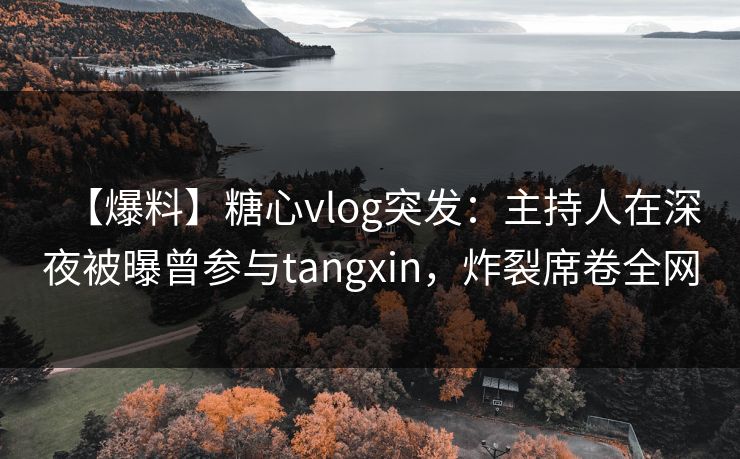 【爆料】糖心vlog突发：主持人在深夜被曝曾参与tangxin，炸裂席卷全网