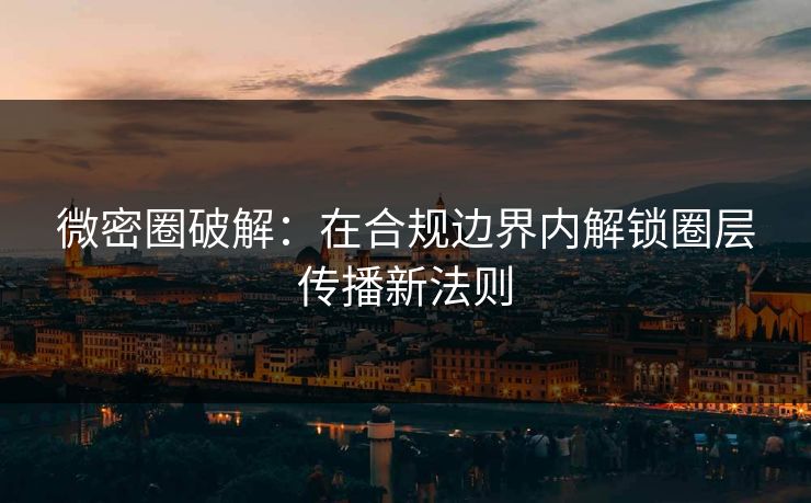 微密圈破解：在合规边界内解锁圈层传播新法则