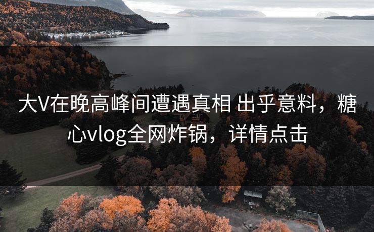大V在晚高峰间遭遇真相 出乎意料，糖心vlog全网炸锅，详情点击