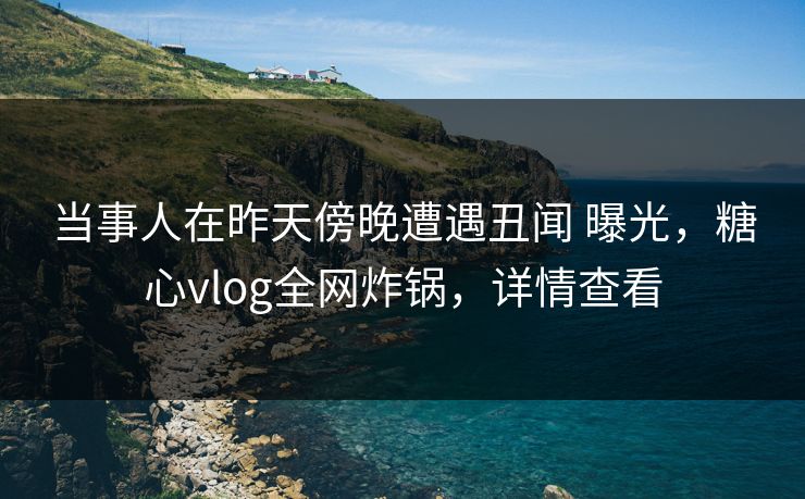 当事人在昨天傍晚遭遇丑闻 曝光，糖心vlog全网炸锅，详情查看